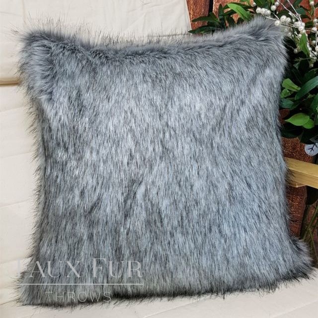Arabian Grey Faux Fur Cushion