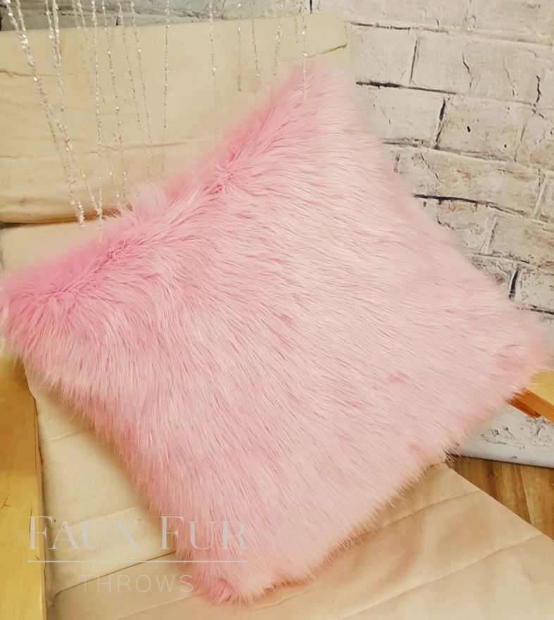 Powder Puff Pink Faux Fur Cushion