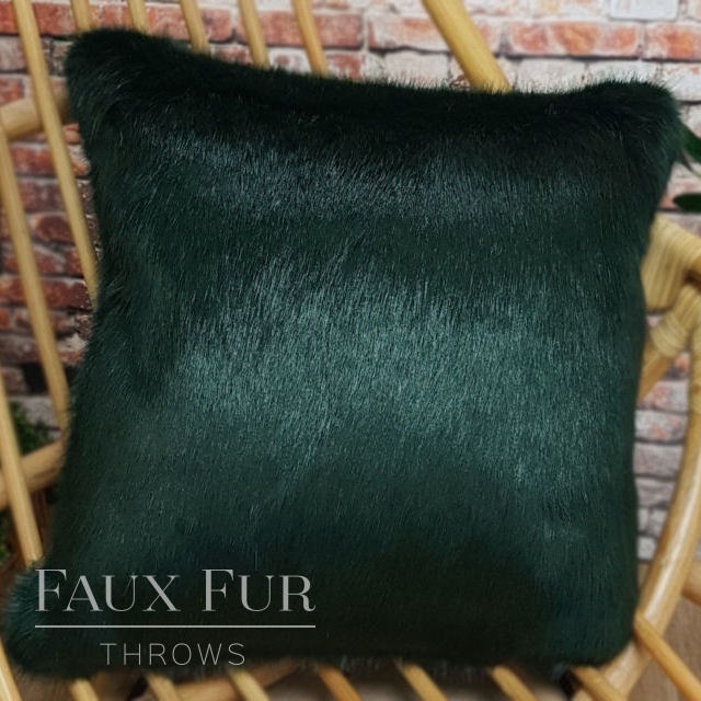 Forest Green Faux Fur Cushion