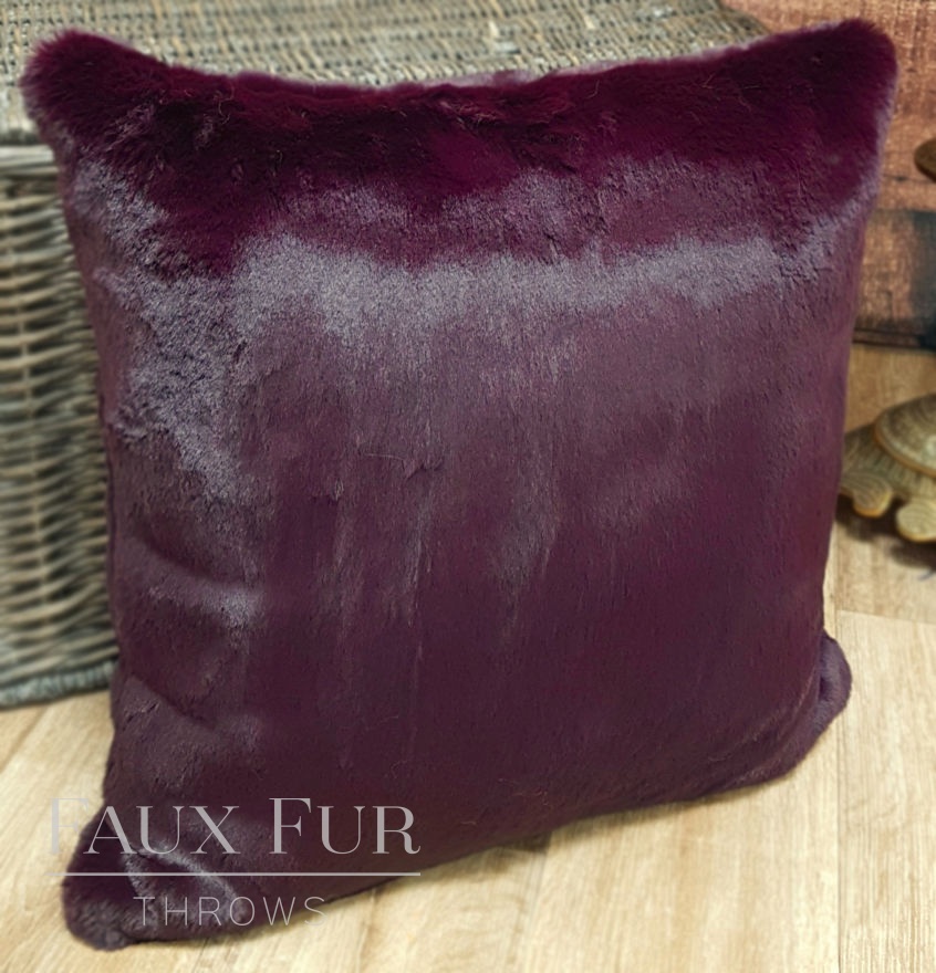 Wine Purple Faux Fur Cushion