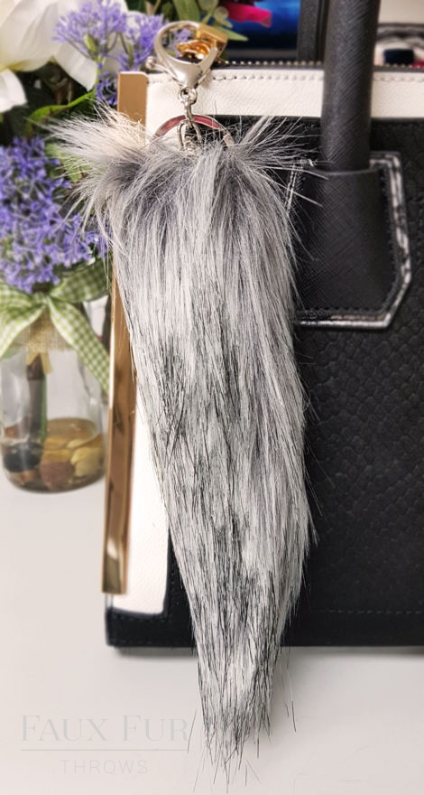 Arabian Grey Faux Fur Tails Keyring