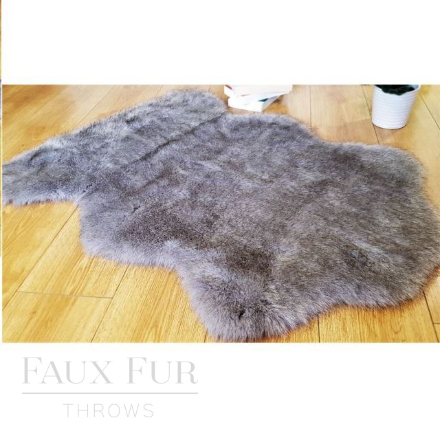 Tissavel Grey Faux Fur Animal Skin Rug