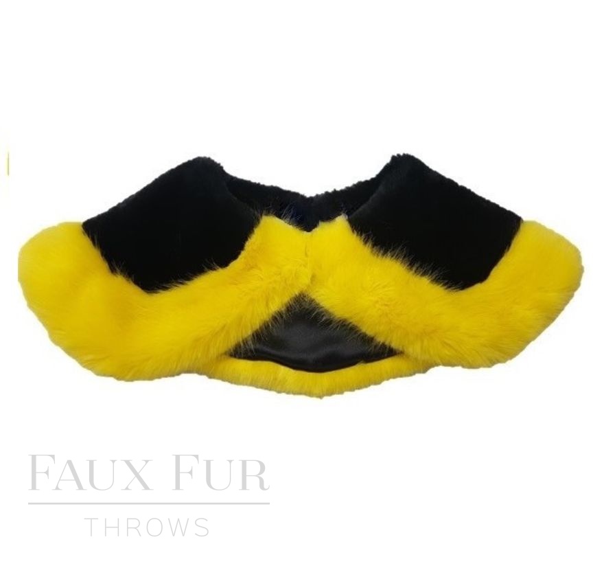 Sunshine Yellow and Black Moleskin Faux Fur Sailor Collar