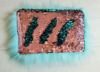 Turquoise and Pink Faux Fur and Sequin Clutch Bag