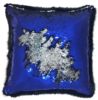 Blue and Silver Faux Fur and Swipe Sequin Cushion