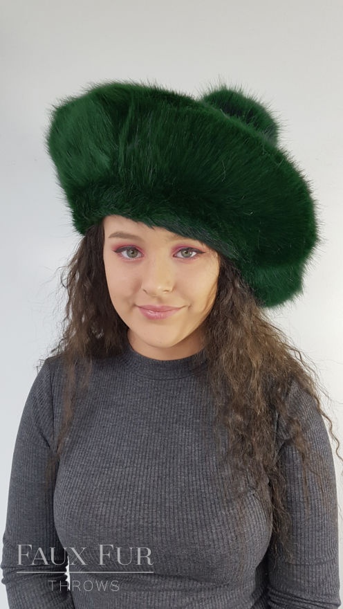 Forest Green Faux Fur Tam O Shanter Front