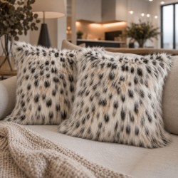 Snow Leopard Cushions | Luxury Sofa Cushions | Patterned Fur Pillows