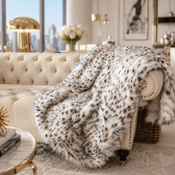 Plaid en fausse fourrure tachetée | Couverture en fourrure tachetée | Jeté dalmatien
