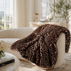 Animal Print Faux Fur Throw | Leopard Print Blanket | Leopard Fur Throw