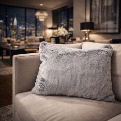Grey Rectangular Faux Fur Cushion | Rectangular Fur Cushion Covers