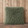 Green Mongolian Fur Cushions | Green Curly Haired Faux Fur Cushions