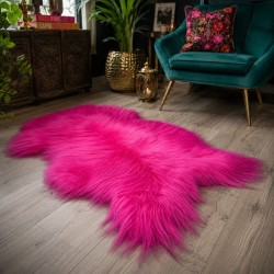 Bright Pink Long Haired Sheepskin Rug | Modern Magenta Icelandic Sheepskin