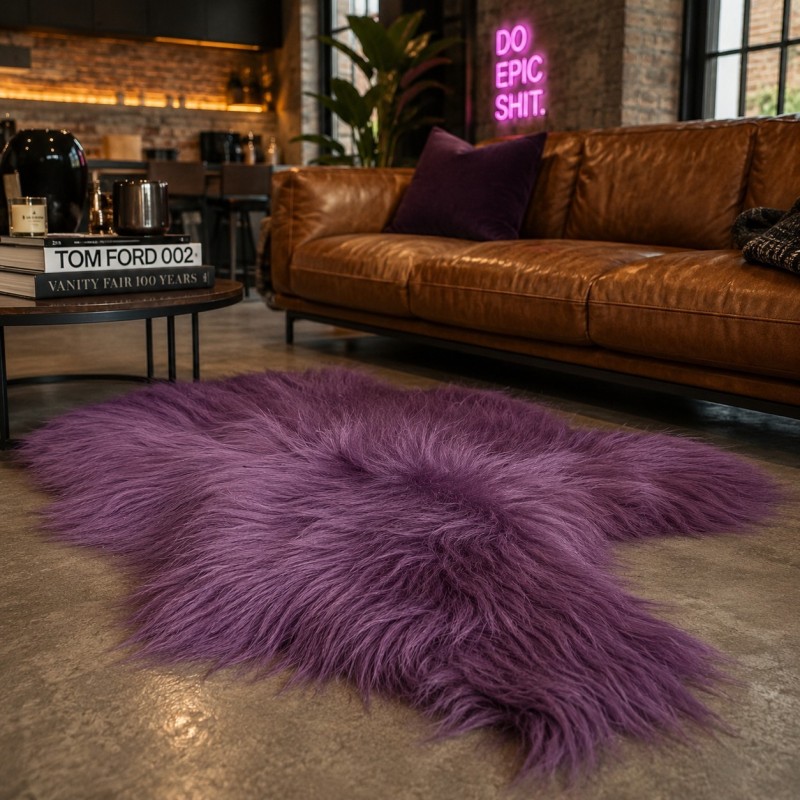 Large Purple Sheepskin Rug | Purple Icelandic Sheepskin