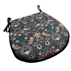 Coussin de siège en forme de D Strawberry Thief Navy | Coussin de siège en forme de D bleu floral
