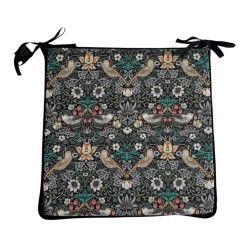 Cuscino Quadrato per Sedia Strawberry Thief Blu Navy | Cuscini Quadrati Rossi per Sedia con Lacci