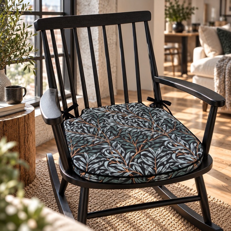 Erdbeer-Dieb Navy Spindel Sitzkissen | Florale Spindel Stuhlkissen |