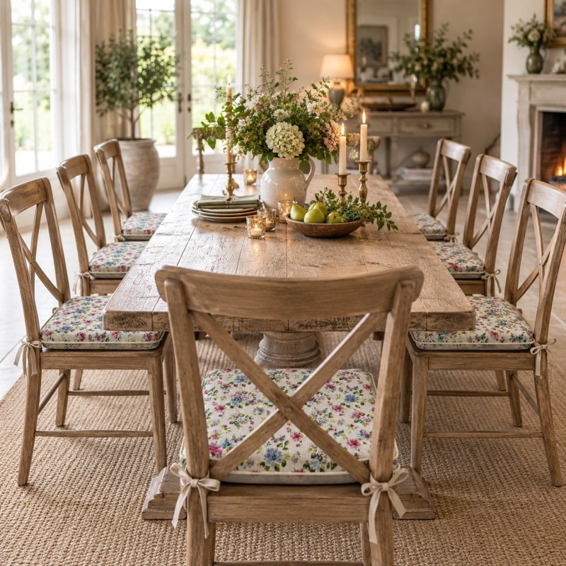 Floral Square Shaped Seat Pads | Flowery Square Shaped Chair Pads