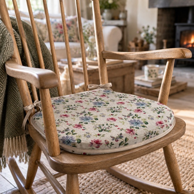 Large Floral Spindle Seat Pads | Flowery Spindle Shaped Chair Pads