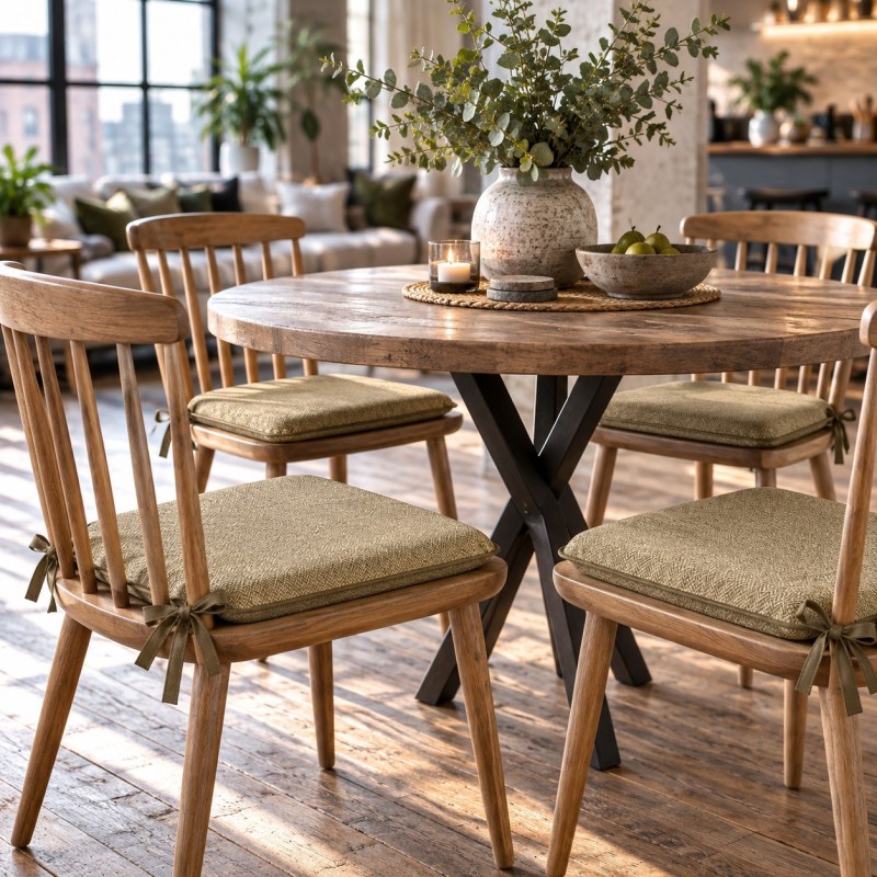 Herringbone Tapered Seat Pads| Mustard Herringbone Tapered Chair Pads