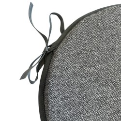 Round Herringbone Chair Pads | Grey Herringbone Bistro Seat Pads