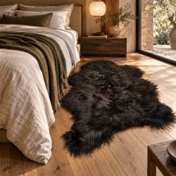 Black Long Haired Sheepskin Rug | Black Icelandic Sheepskins
