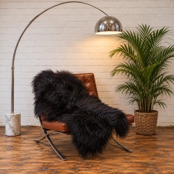 Black Long Haired Icelandic Sheepskin | Extra Large Black Sheepskin Rug