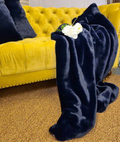 Chelsea Navy Faux Fur Sofa Throw