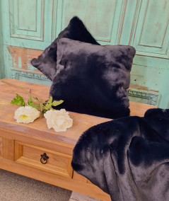 Luxury navy blue faux fur cushions