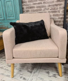 Black fake fur rectangular cushion covers