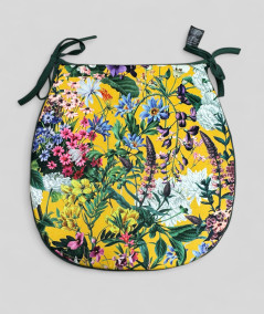 Classic D shaped summer floral, multicoloured printed velvet seat pads