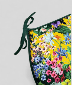 Classic D shaped summer floral, multicoloured printed velvet chair cushions