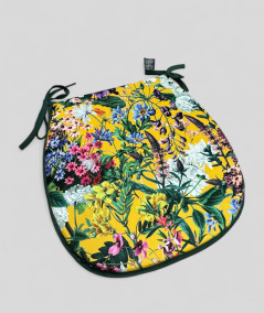Classic D shaped, modern floral, multicoloured printed velvet seat pads