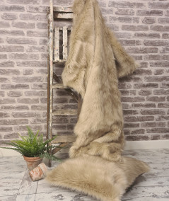 Luxury long haired oatmeal coloured faux fur bedspread