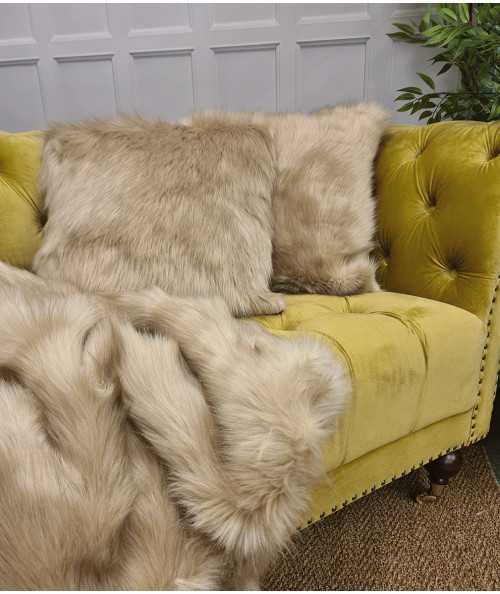 Oatmeal Coloured Faux Fur Cushions