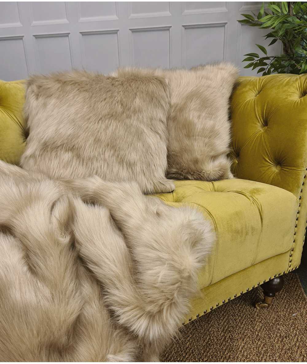 Oatmeal Coloured Faux Fur Cushions