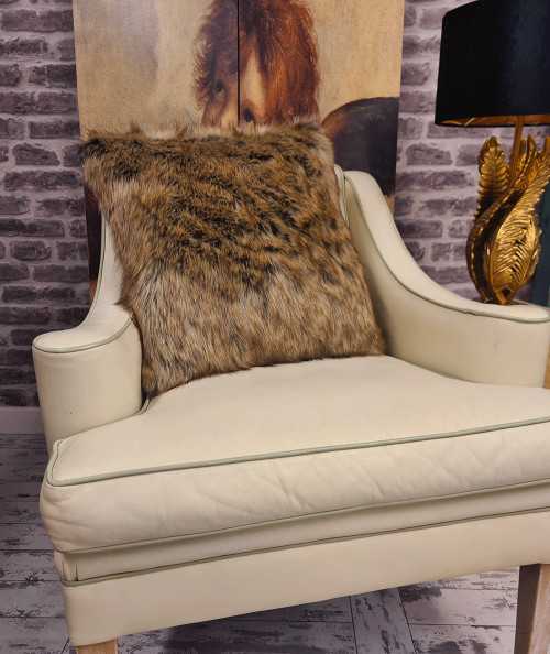 Long haired multi-tonal brown faux fur cushions
