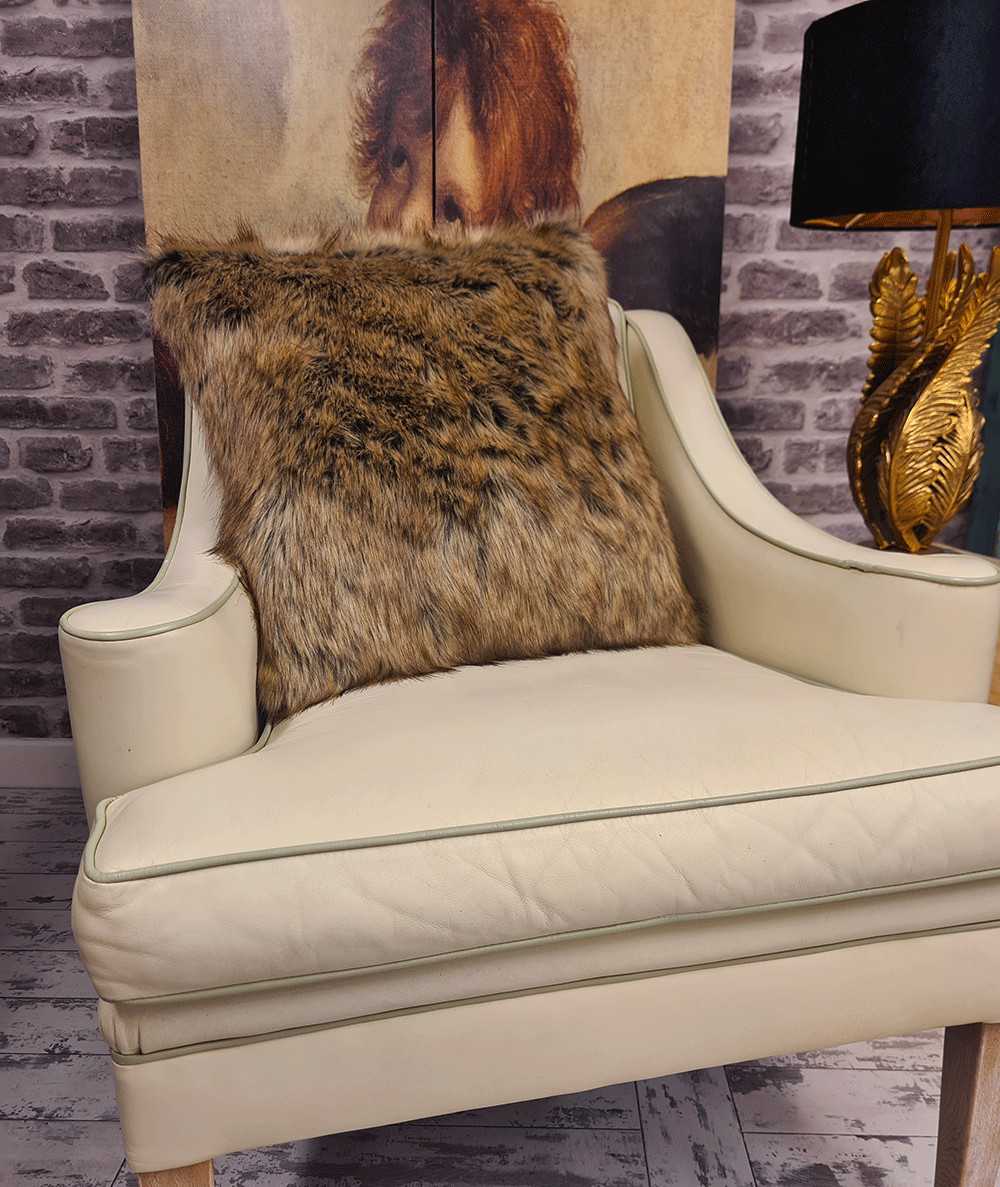 Long haired multi-tonal brown faux fur cushions