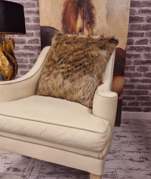 Long haired multi-tonal brown faux fur pillow covers