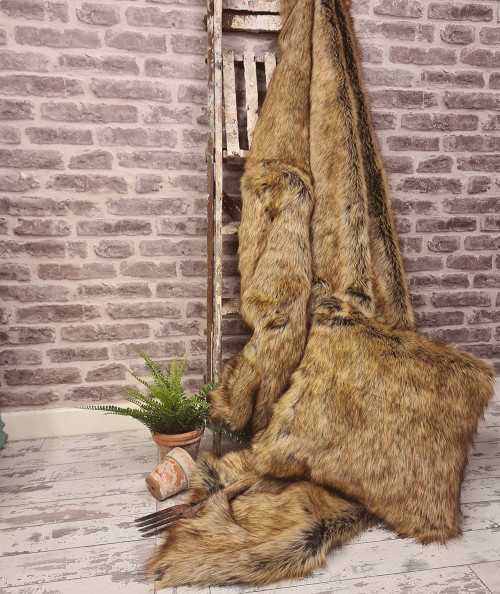 Long haired multi-tonal brown faux fur pillows
