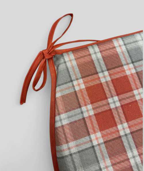 Classic D Shaped Seat Pads In Orange Tartan