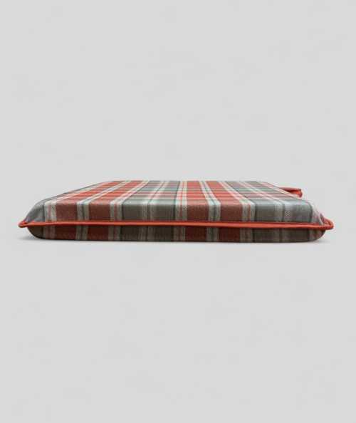 Orange and grey geometric tapered seat cushions