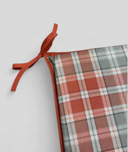 Orange and grey geometric tapered chair cushions