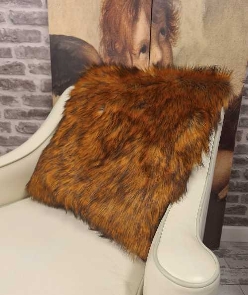 Brown faux fur square cushions