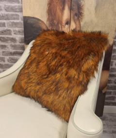 Brown faux fur square cushions