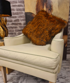 Brown faux fur square cushion covers