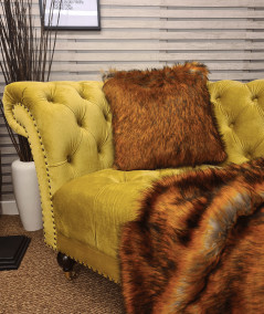 Brown faux fur square sofa cushions