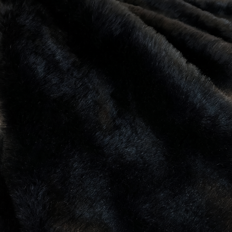 Midnight Black Faux Fur Fabric