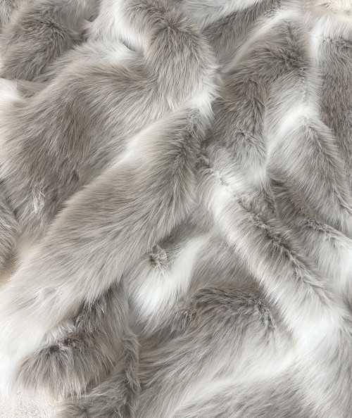Pale taupe and cream striped faux fur fabric