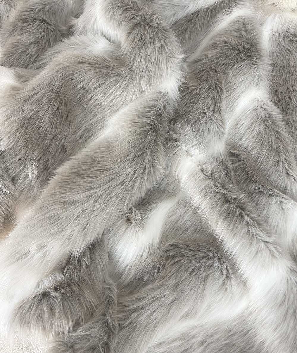 Pale taupe and cream striped faux fur fabric