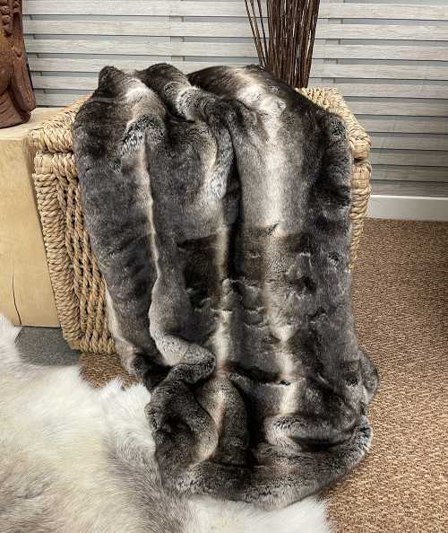 Dark Chinchilla Faux Fur Bed Runner